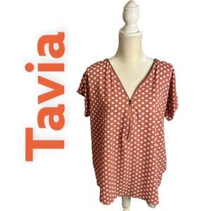 Tavia Women Polka-Dot Half Zip Blouse Size XL